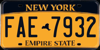 NY license plate FAE7932