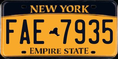 NY license plate FAE7935