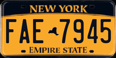 NY license plate FAE7945