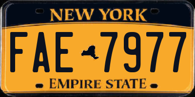 NY license plate FAE7977