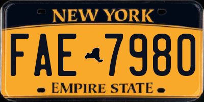 NY license plate FAE7980