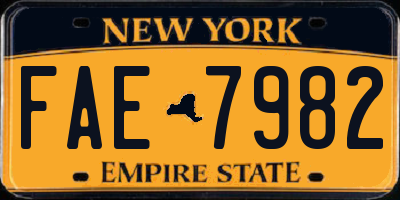 NY license plate FAE7982