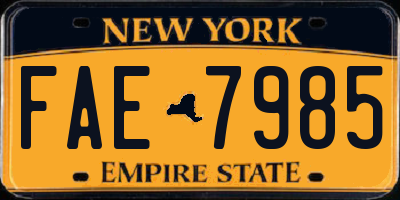 NY license plate FAE7985