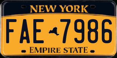 NY license plate FAE7986