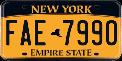 NY license plate FAE7990