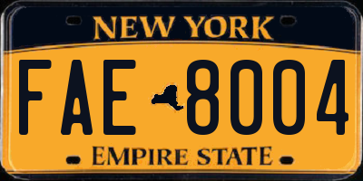 NY license plate FAE8004