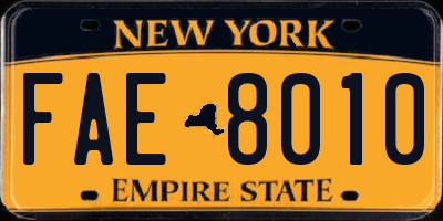 NY license plate FAE8010