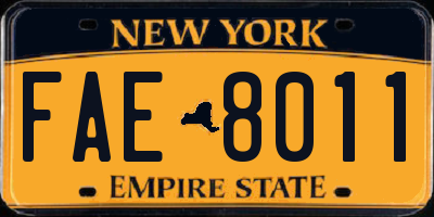 NY license plate FAE8011