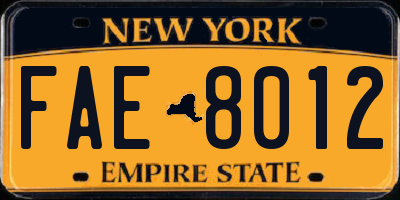 NY license plate FAE8012