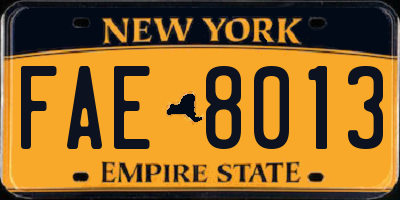 NY license plate FAE8013