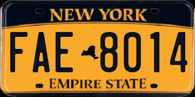 NY license plate FAE8014