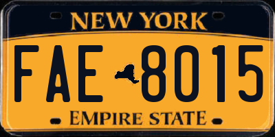 NY license plate FAE8015