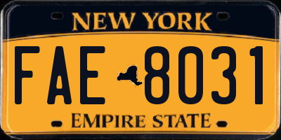 NY license plate FAE8031