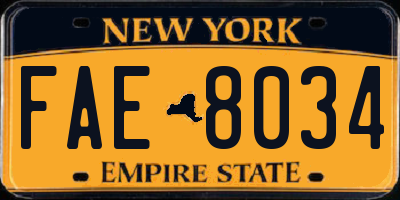 NY license plate FAE8034