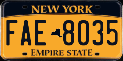 NY license plate FAE8035