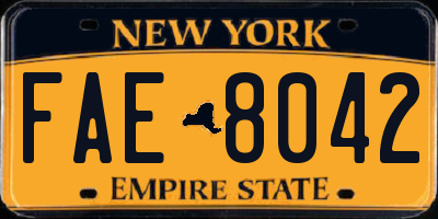 NY license plate FAE8042