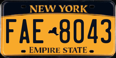 NY license plate FAE8043