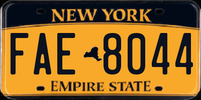 NY license plate FAE8044