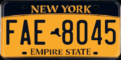 NY license plate FAE8045