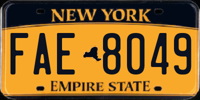 NY license plate FAE8049