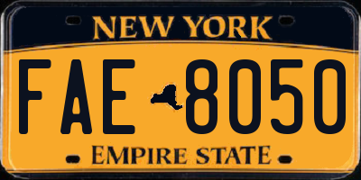 NY license plate FAE8050