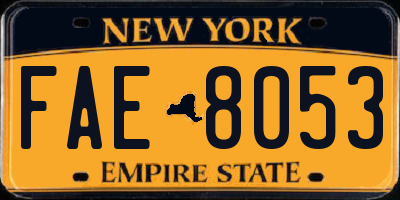 NY license plate FAE8053