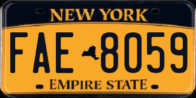 NY license plate FAE8059