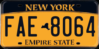 NY license plate FAE8064