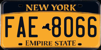 NY license plate FAE8066