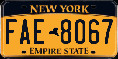 NY license plate FAE8067