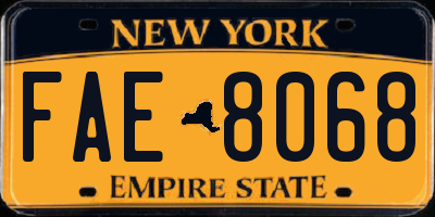 NY license plate FAE8068