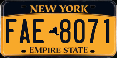 NY license plate FAE8071