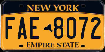 NY license plate FAE8072