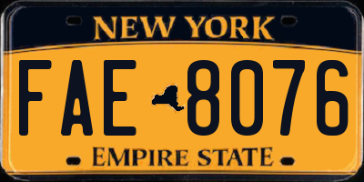 NY license plate FAE8076