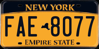 NY license plate FAE8077