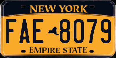 NY license plate FAE8079