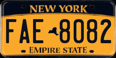 NY license plate FAE8082