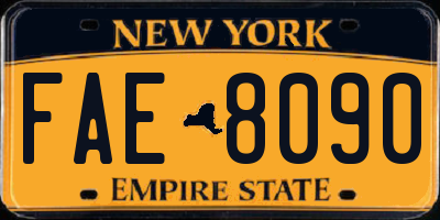 NY license plate FAE8090