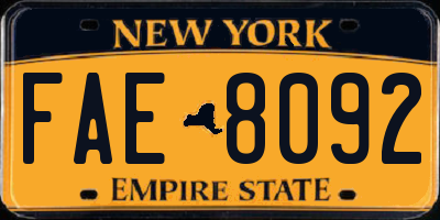 NY license plate FAE8092