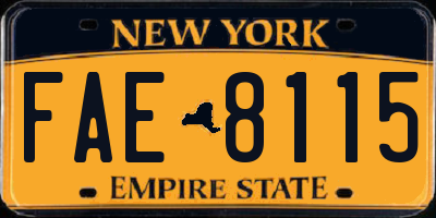 NY license plate FAE8115