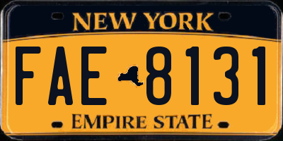 NY license plate FAE8131