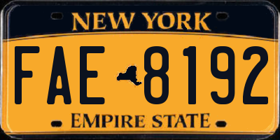 NY license plate FAE8192
