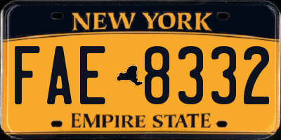 NY license plate FAE8332