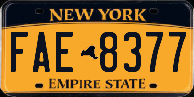 NY license plate FAE8377