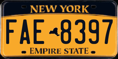 NY license plate FAE8397