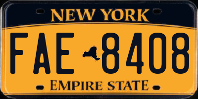 NY license plate FAE8408
