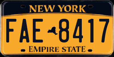 NY license plate FAE8417