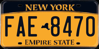 NY license plate FAE8470