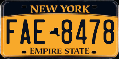NY license plate FAE8478