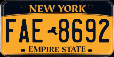 NY license plate FAE8692